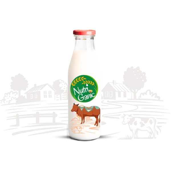 Fresh Desi Cow A2 Milk 500ml | NutriGanic Fresh Desi Cow A2 Milk 500ml Bottle by NutriGanic - Farm Fresh Natural Dairy Milk